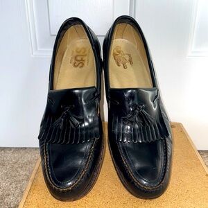 SAS Loafer Kiltie Tassel Slip On Shoes Men's Size 13 Slim Black Leather Loafer